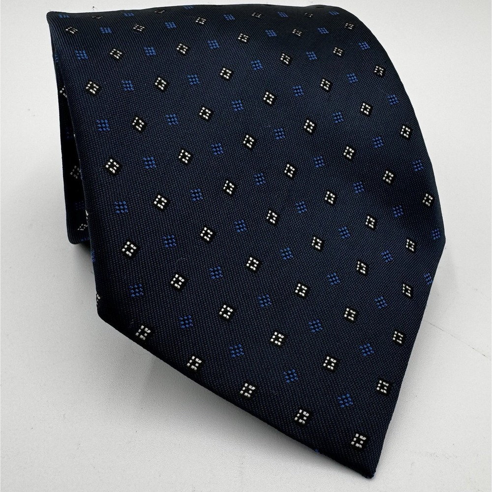 Hugo Boss Neck‎ Tie Mens 3.75x57 Blue Geometric Classic Wedding  Business Party